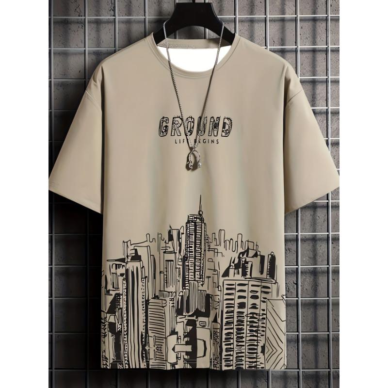 Summer European-American Men's Youth Fashion Sports Printed Loose Casual Short Sleeve T-Shirt