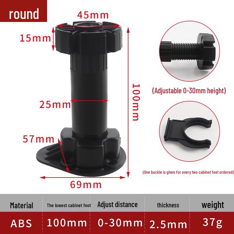 PVC Adjustable Cabinet Leveling Feet - Durable Plastic Support with Thickened Design
