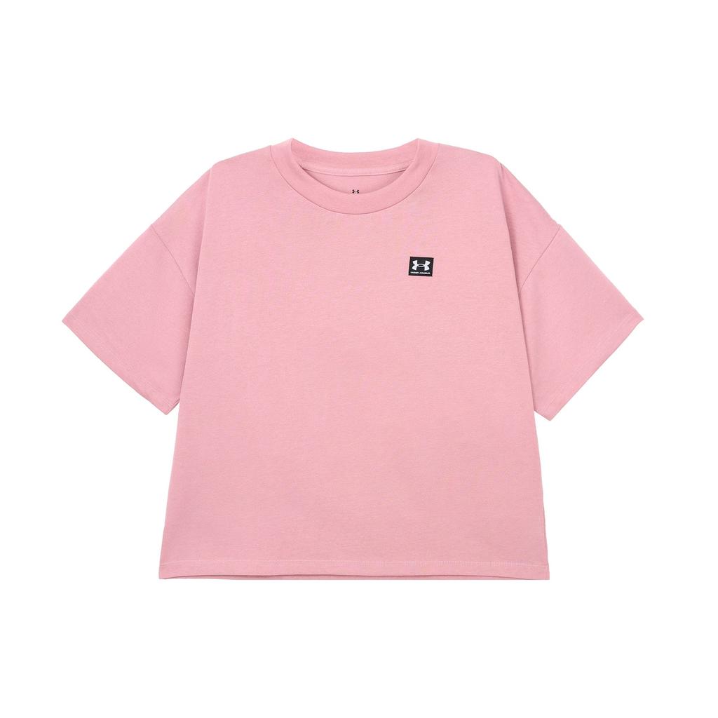 Under Armour Loose Fit Training Round Neck Short Sleeve T-Shirt With Back Logo Print Women Tops Pink 1379948-697