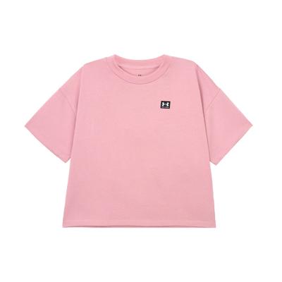 Lockeres Trainings-T-Shirt mit Rundhalsausschnitt, kurzen Ärmeln und Logo-Print auf dem Rücken, Damen-Oberteil, Rosa 1379948-697