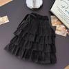 Women's Coffee Lace Patchwork Velvet A-Line Skirt - High Waist, Slimming, Autumn/Winter 2025