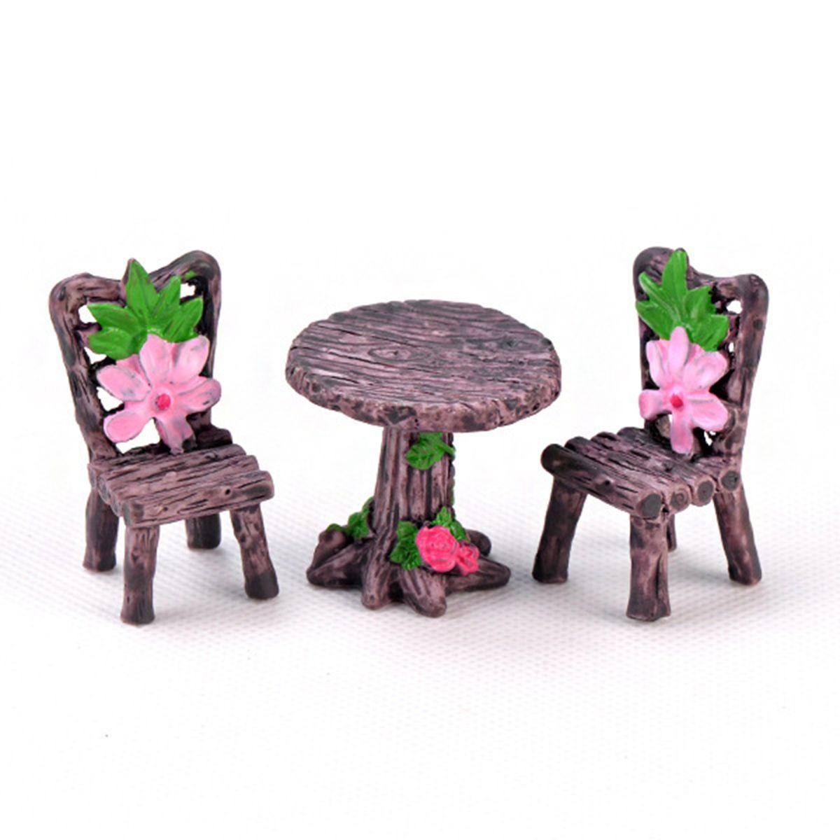 

Dollhouse Accessories DIY Fairy Garden Furniture Figurines Table and Chairs Set Ornaments Miniature C