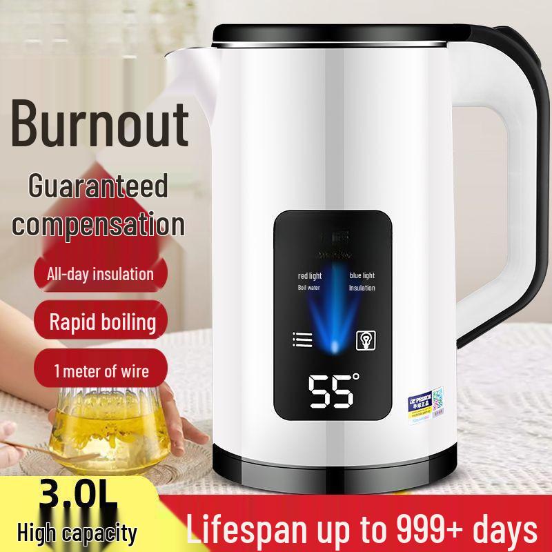 Smart Stainless Steel Electric Kettle with Insulation, Large Capacity, and Silent Boil