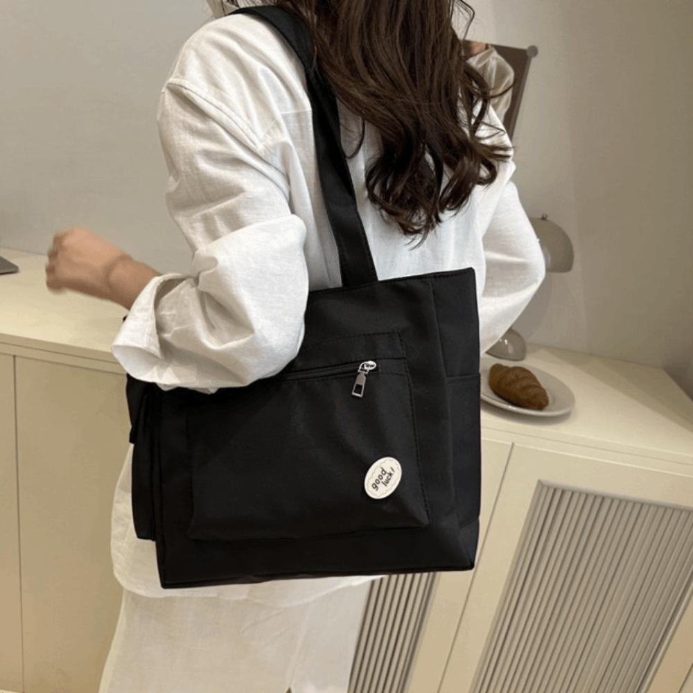 Light Weight Large Capacity Tote Bag Solid Color Student Handbag Trendy Women's Shoulder Bag  Girls