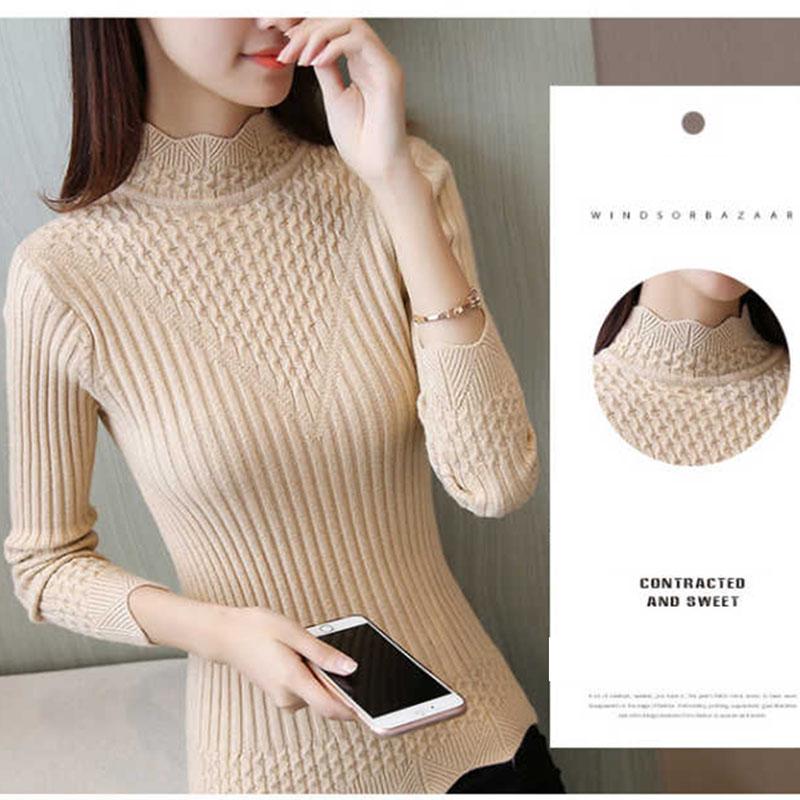 Women's Sweaters High Elastic Turtleneck Sweater Winter Slim Sexy Bottoming Basic Knit Pullover Jumper