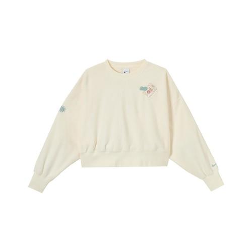 Nike Embroidered Logo Fleece Crewneck Sweatshirt for Women White EU L белый
