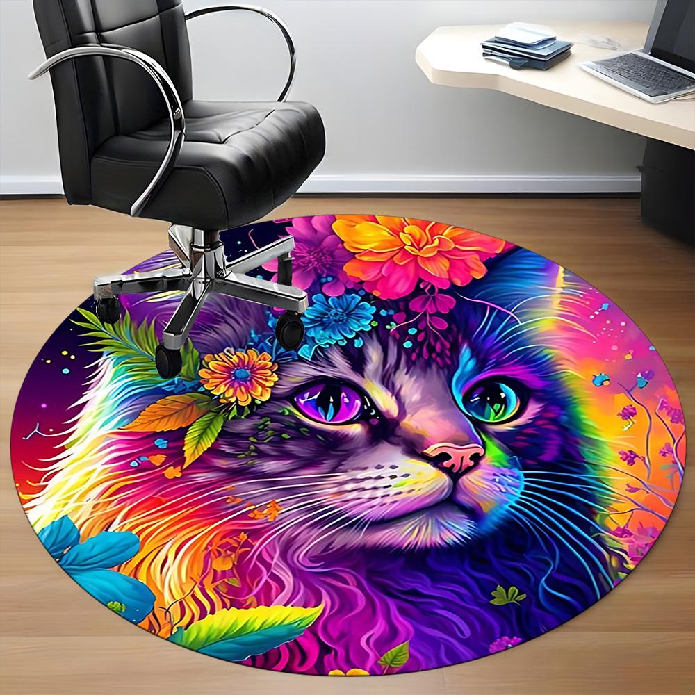

1pc Colorful CatChair Carpet for Office, Indoor Non-Slip Washable Polyester Fiber Carpet, Mat For Office, Machine Washable 80cm