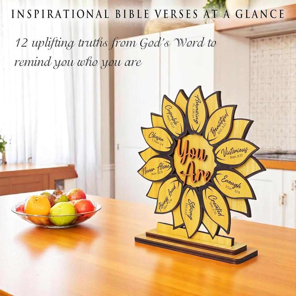 Sunflower Home Decor, Inspirational Gift - Wooden Sunflower Sign - Suitable For Women,  Girlfriends, And Daughters; Can Be Placed Home Bookshelf.