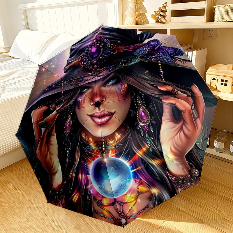 Magical Fantasy Witch Umbrella 8-Frame for Travel, camping, Casual Lightweight Portable Umbrella, Essential for every family Holidays Gift