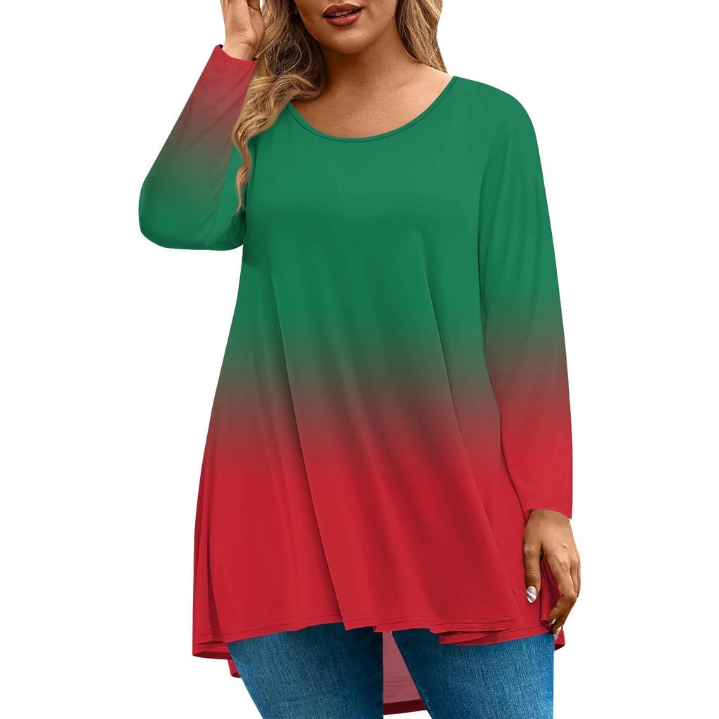 Dame Mote Stor Størrelse Rund Hals Langermet Casual Trykk Løs Pullover Topp