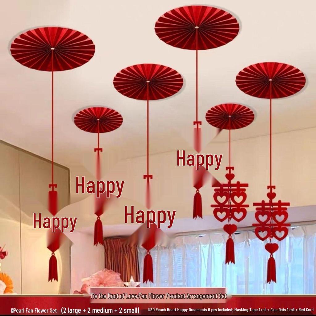 Double Happiness Wedding Room Decoration Set with Butterfly Accents for Living Room and Bedroom
