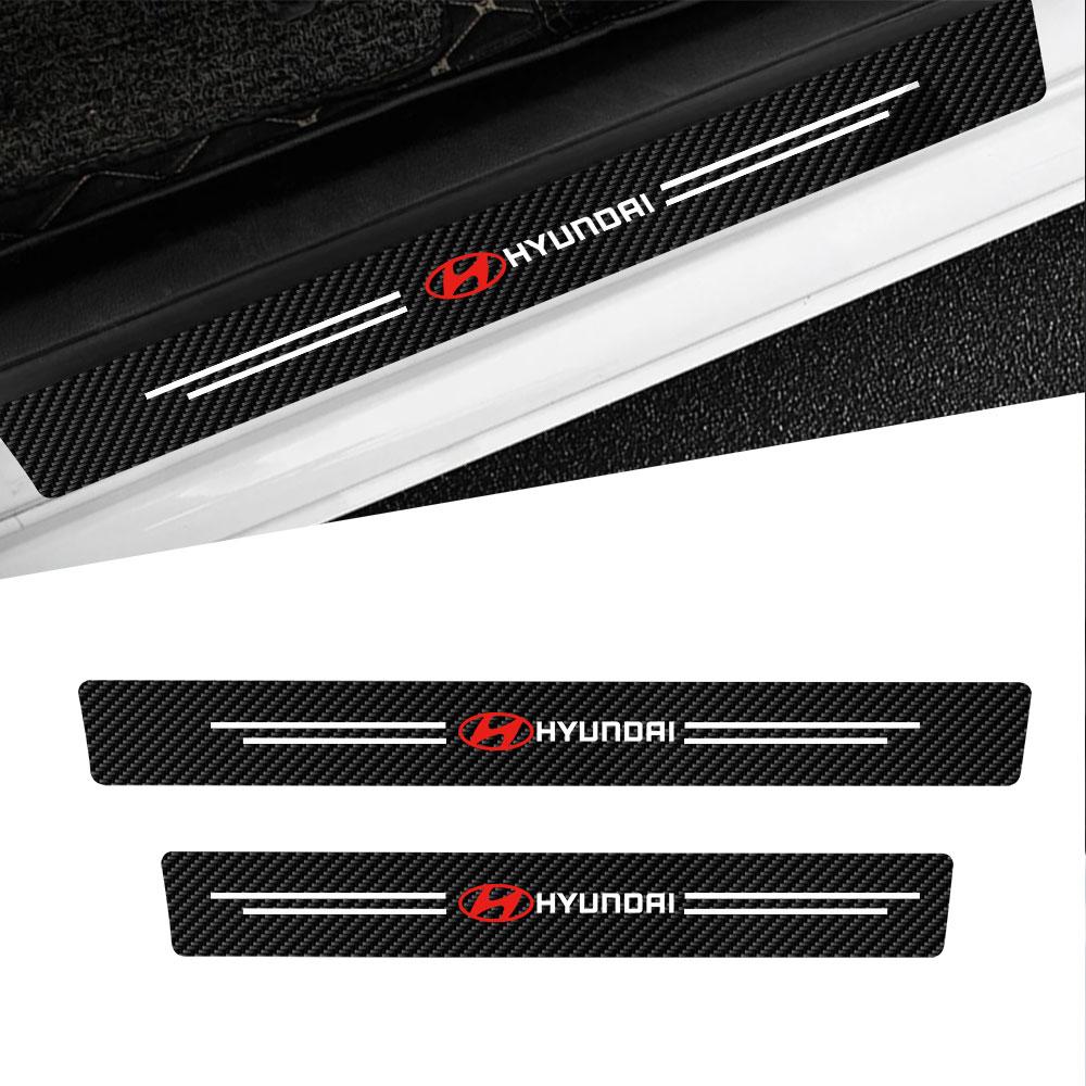 4PC Leather Car Door Plate Threshold Protector Sticker Accessories For Hyundai i30 Tucson i20 Creta HB20 Sonata Elantra i10 Kona ZZ39