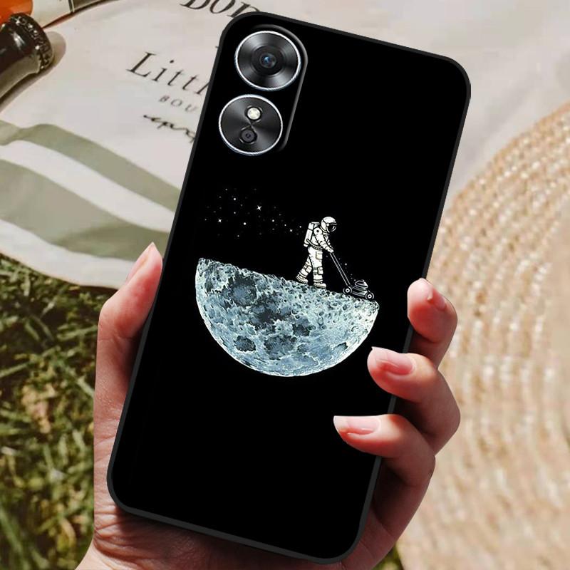 For OPPO A58 4G Case Covers Painted Soft Silicone Black Cover for Oppo A38 4G A18 cases OPPOA38 CPH2579 TPU Coque Protective