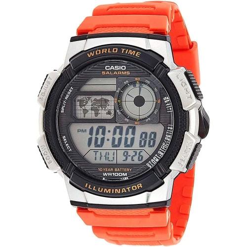 Casio 10-Year Battery Quartz Men's Automatic Watch, Resin (Model: AE1000W-2AV), Orange