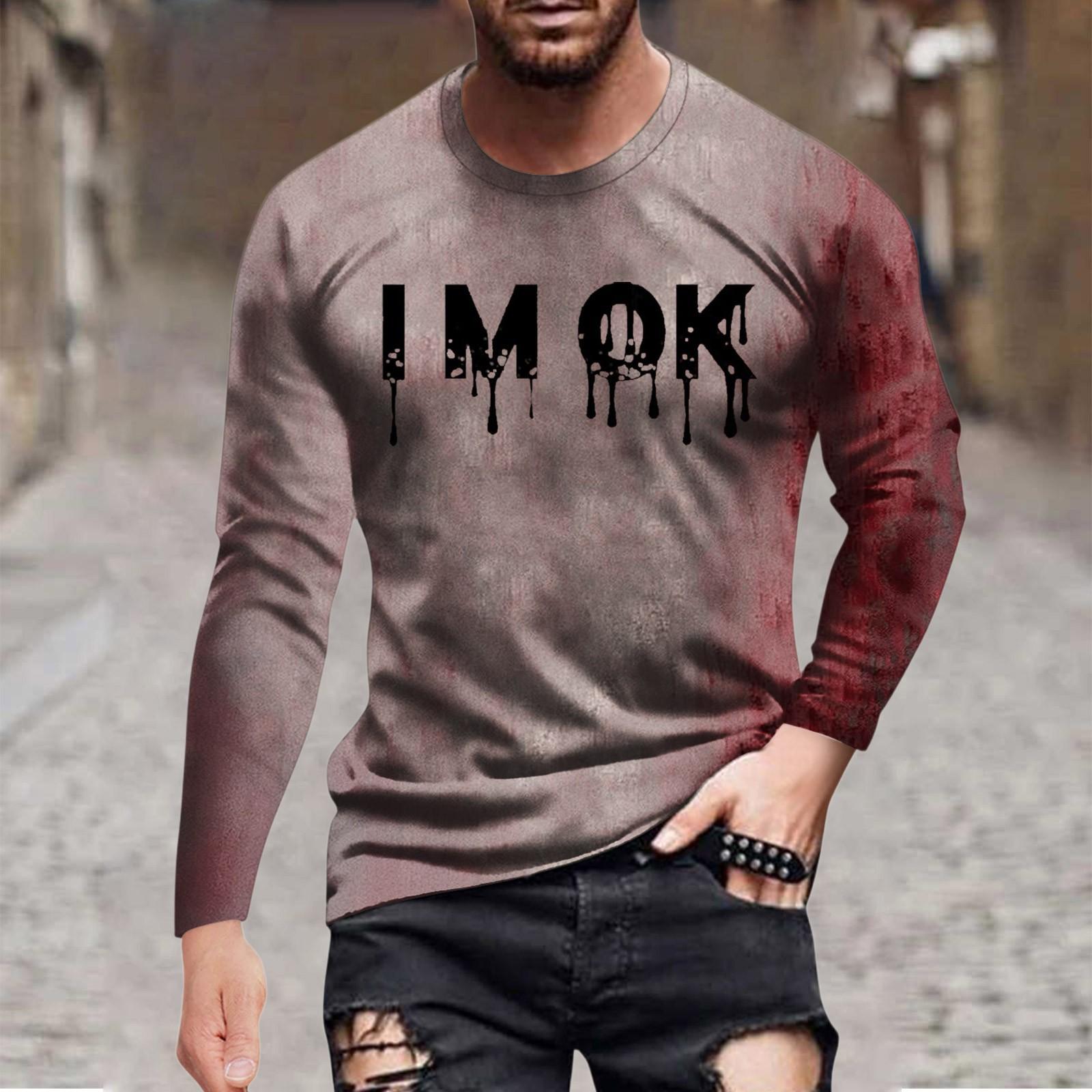 

Хэллоуинский принт Мужская футболка с длинным рукавом Повседневная одежда M чёрный