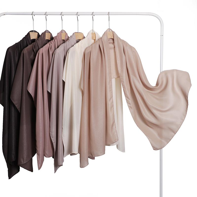 Muslim Chiffon Hijab Scarf for Women Solid Color Square Head Wrap Scarves Jersey Hijabs Islamic Turban Headband Shawl 180*70cm