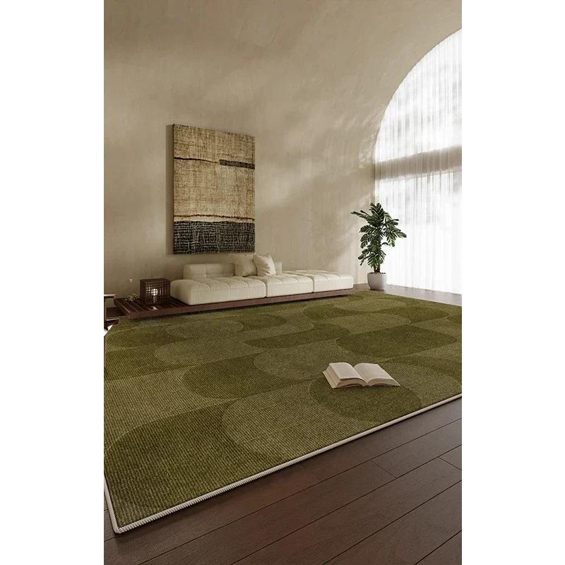 Green Striped Grid Area Rug Art Decor Living Room Carpet Soft Firm Coffee Table Mat Non-Slip Soundproof Cloakroom Floor Rug