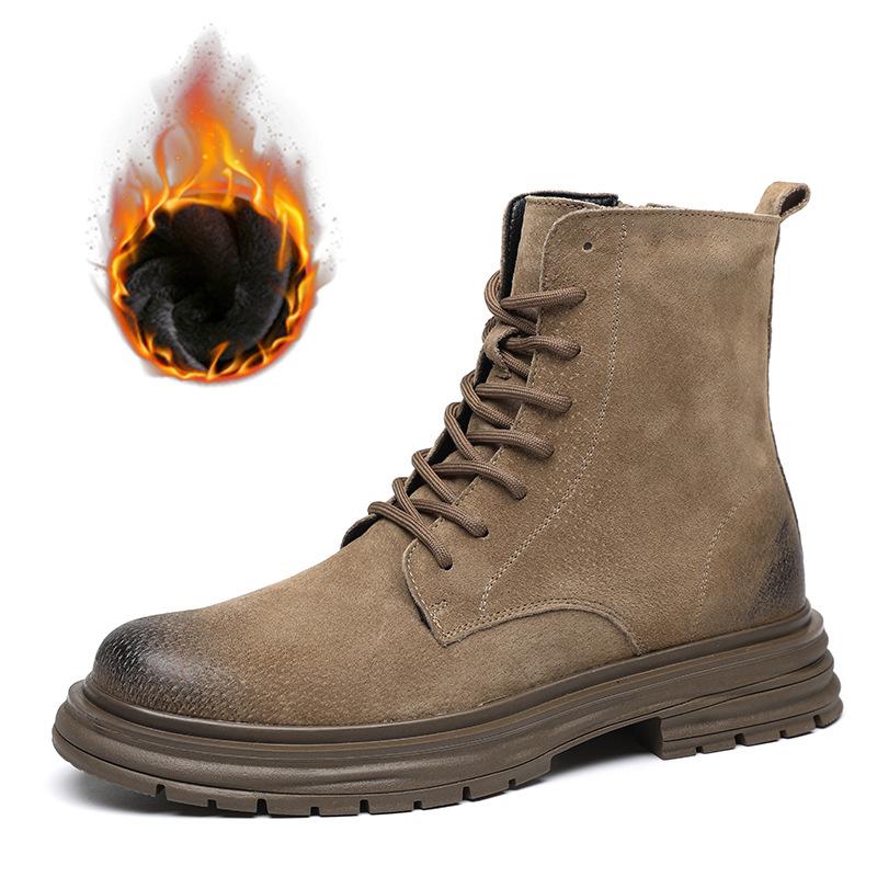 

Модные мужские ковбойские сапоги в корейском стиле, теплые меховые зимние ботинки из натуральной кожи, botines hombre ankle botas de homens chaussure man 9.5