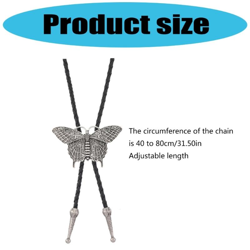 Adjustable PU Leather Bolo Tie With Alloy Butterfly Pendant For Men Women Stylish Unisex Necklace Accessory