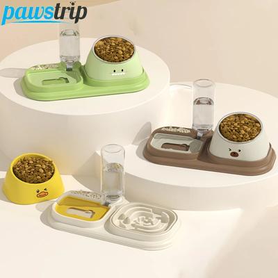 2-in-1 Katzennapf Automatischer Haustier-Wasserspender für Katzen Kleine Hunde Haustier Slow Food Napf mit Trinkbrunnen Katzenzubehör