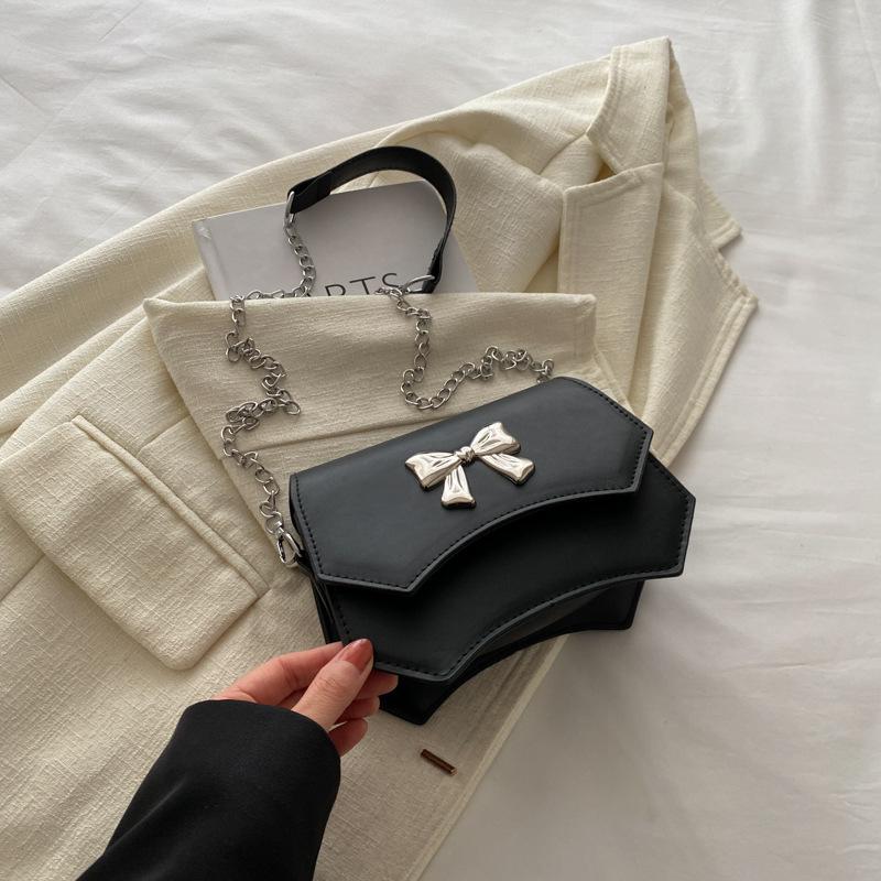 Women'S Gentle Texture Bow Chain One Shoulder Messenger Bag Women'S Spring Small Square Bag Foreign Style Women