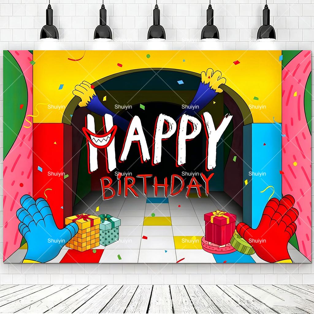 Hot Game-P&Poppy-Playtimes Backdrop Kids Birthday Decorations Party Supplies Baby Shower Banner Horror Festival Decor Props Gift