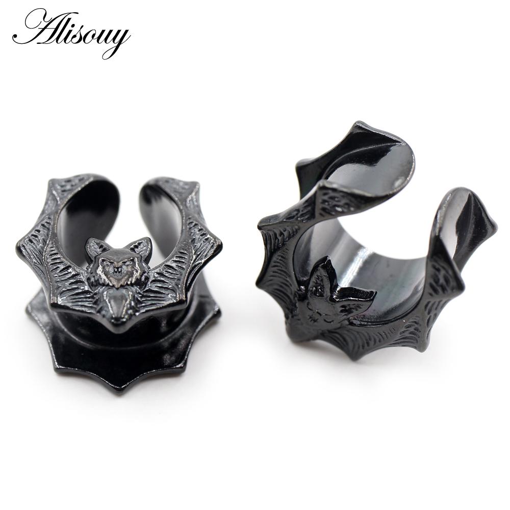 Alisouy 1PC Copper Alloy Casting Animal Bats Saddle Ear Tunnels Plugs Expander Stretcher Gauges Earrings Piercing Body Jewelry