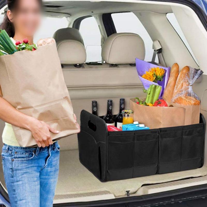Opvouwbare auto-kofferbak organizer met meerdere compartimenten, waterdicht opbergrek, 600D Oxford polyester, universele auto-opbergtas