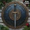 Vintage Sword Shield Metal Wall Decor Round Aluminum Sign Cafe Home Bar Art Gift