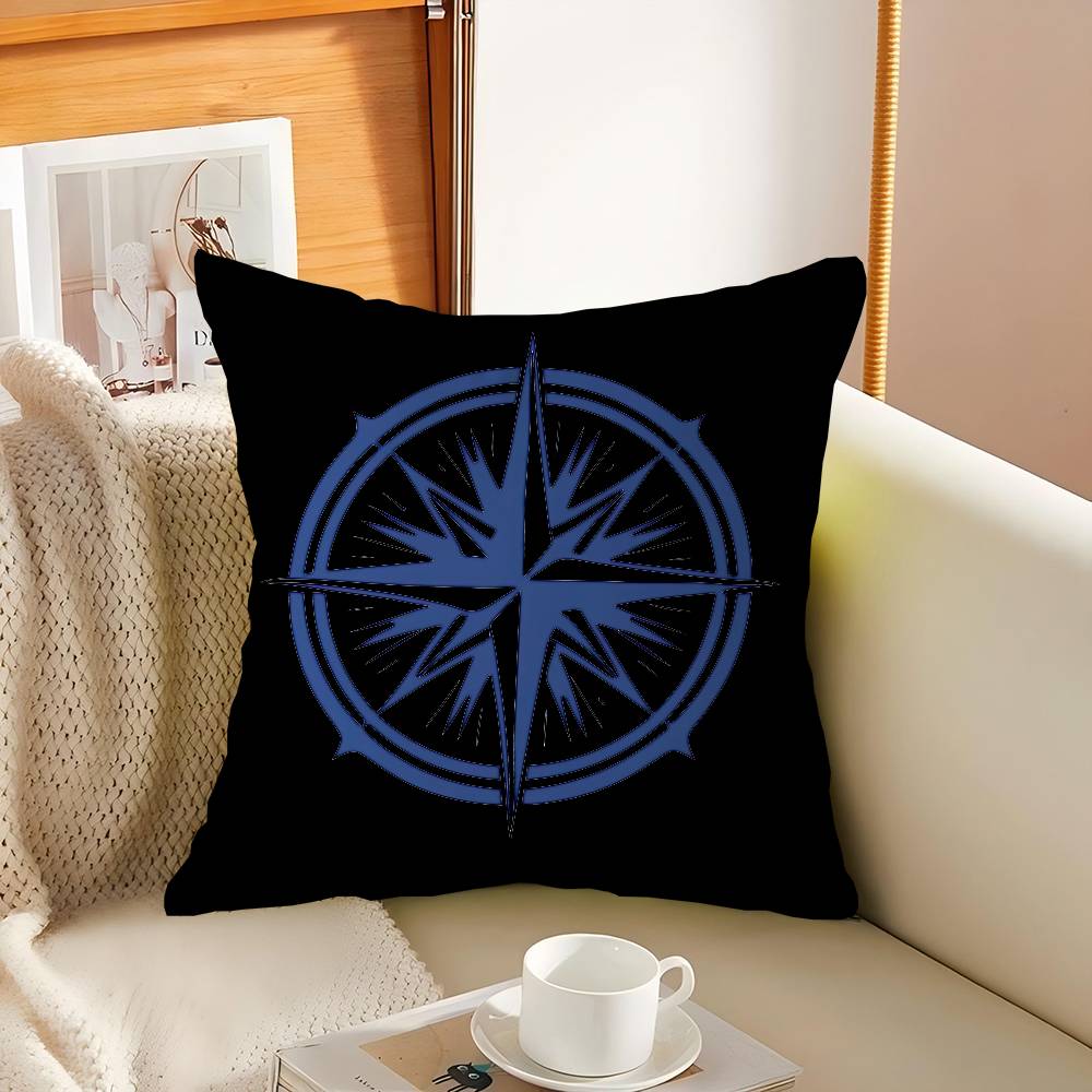 N-Nautisches C-Kompass-Logo Personalisiertes Bild Text Heimdekorative Kissen Haushaltsgeschenke 45x45cm