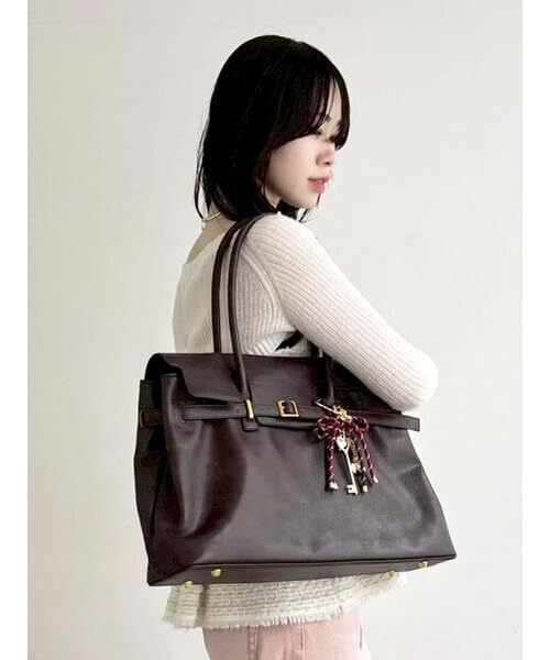 Lily Brown Belted Large Shoulder Bag LWGB254312BRWF