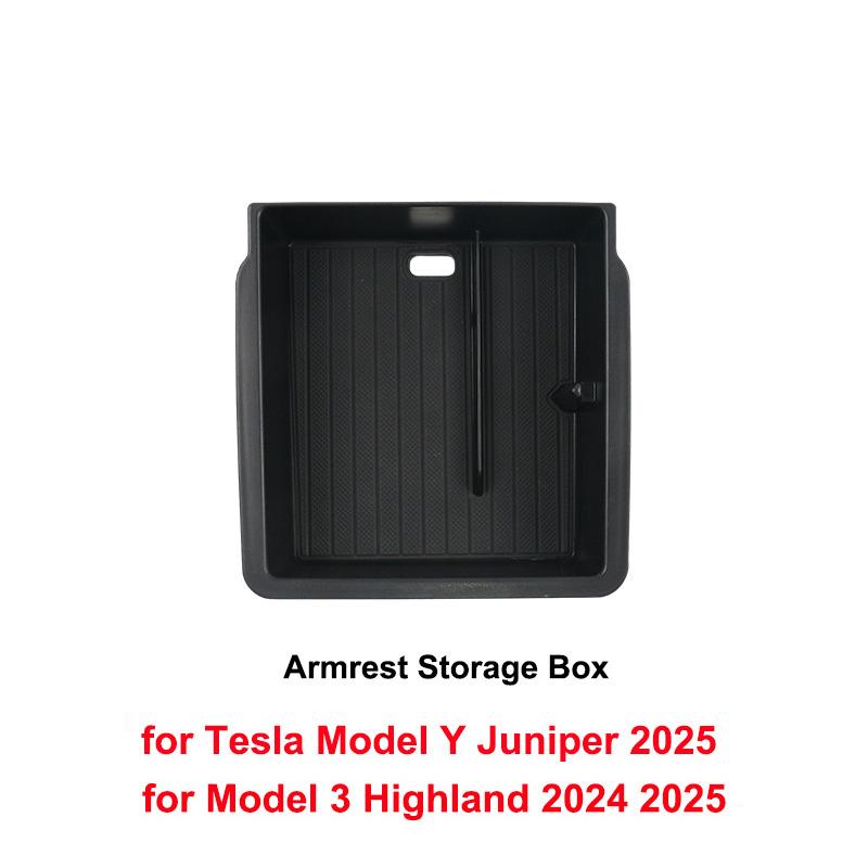 Für Tesla Neues Model Y Juniper 2025 Launch Model 3 Highland 2024 Mittelkonsole & Armlehne Aufbewahrungsbox Oberes & Unteres Silikonpolster