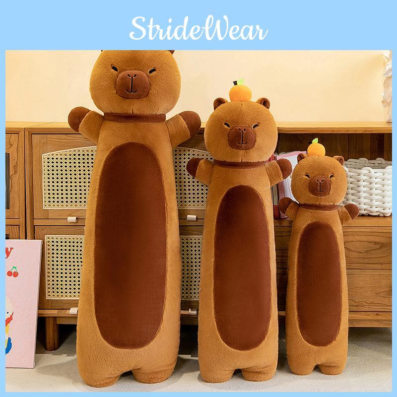 Long Orange Topped Strip Capybara Plush Toy Cute Doll Girl Kid Gift Birthday