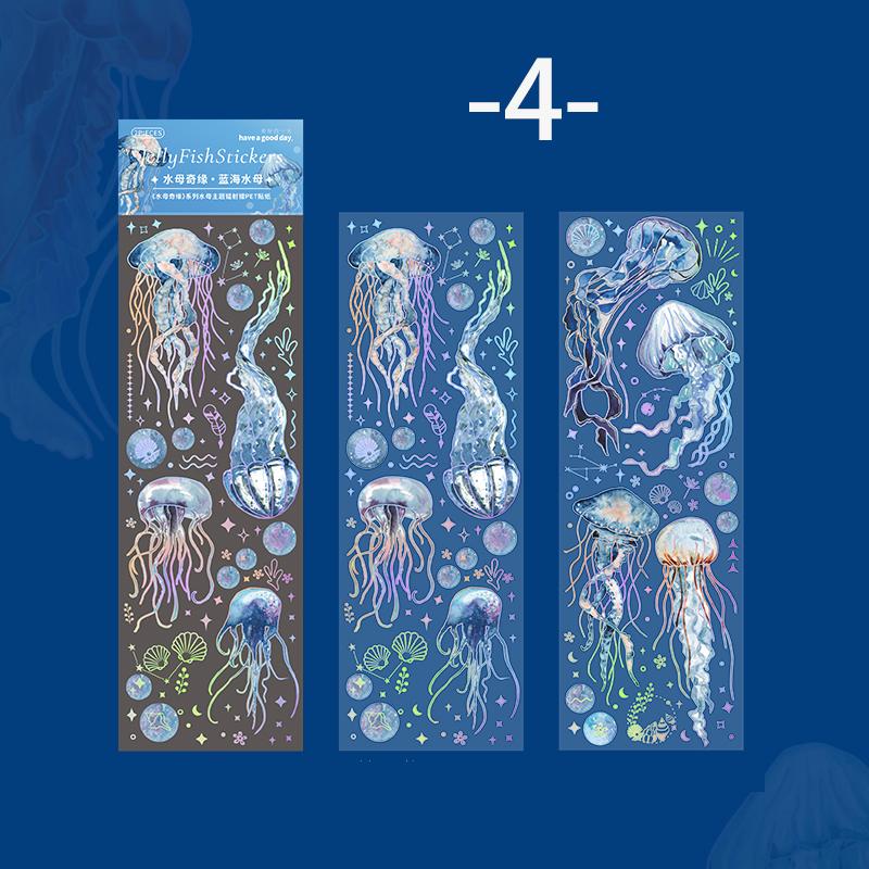Mr. Paper Colorful Jellyfish Theme Stickers Sea Creatures Printed PET Waterproof Sticker Decorative Stationery Art Supplies