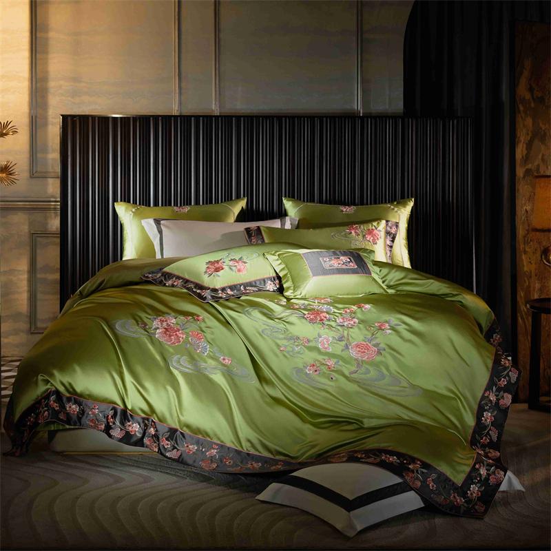 

Svetanya 4/6/10in1 Embroidery green Bedding Set Bed Linens (thin Thick Sheet Pillowcase Quilt Cover) Underwear thin Sheet Style&Queen 4in1 set