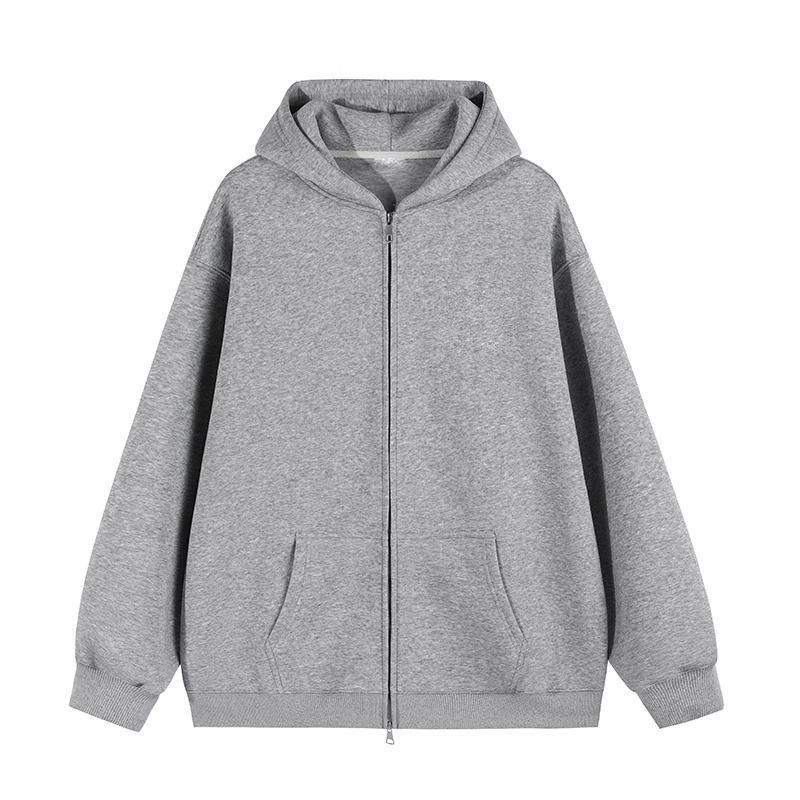 Unisex Solid Color Double Zipper Hoodie for Spring & Autumn