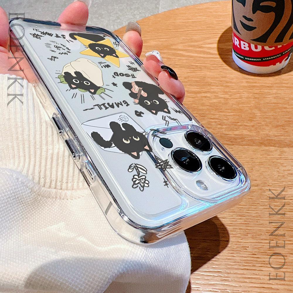 Black Cat Transparent Phone Case for Xiaomi Redmi Note 13/12/11/10/9/8 Pro/Plus Redmi 9/10/12/13/C Series 5G Stylish TPU Cover