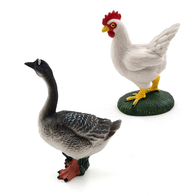 Farm Animal Model Artificial Chicken Duck Goose Figurines Bonsai Home Decor Miniature Fairy Garden Decoration Accessories Modern