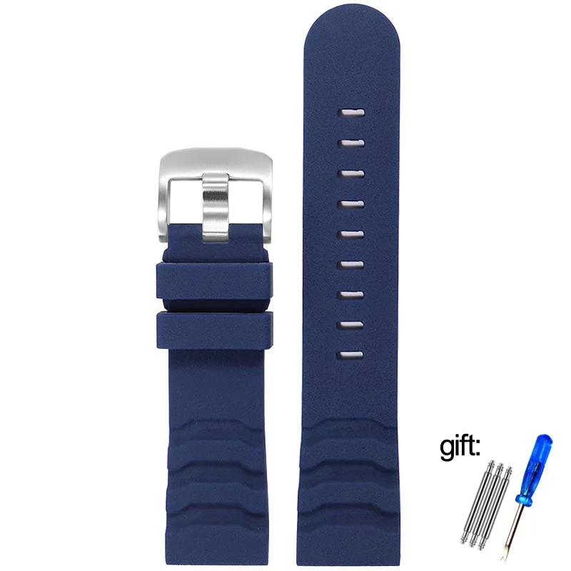 

Фторкаучуковый ремешок 24 мм для Luminox XS3749 3789 3741 3745 Мужской водонепроницаемый силиконовый браслет Аксессуары для часов с логотипом 24mm