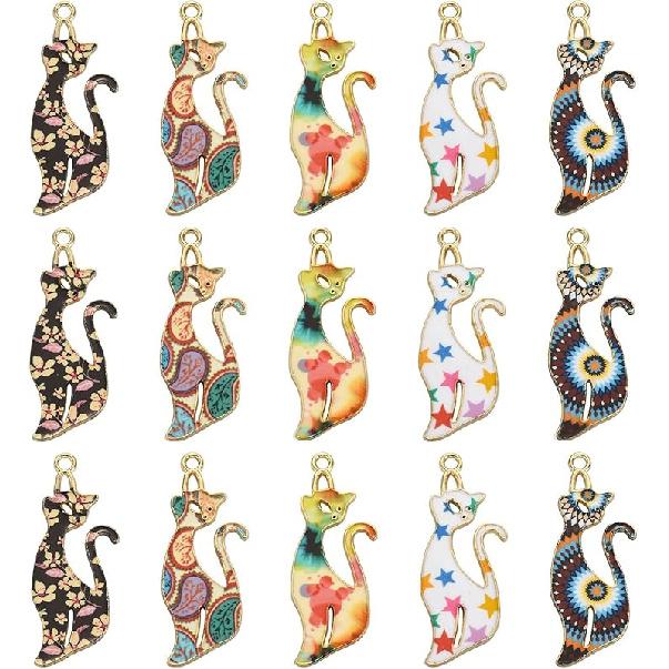 KitBeads 40pcs Enamel Rabbit Charms Mixed Styles Easter Bunny Charms Flower Printed Animal Bunny Rabbit Charms for Jewelry Making Bulk