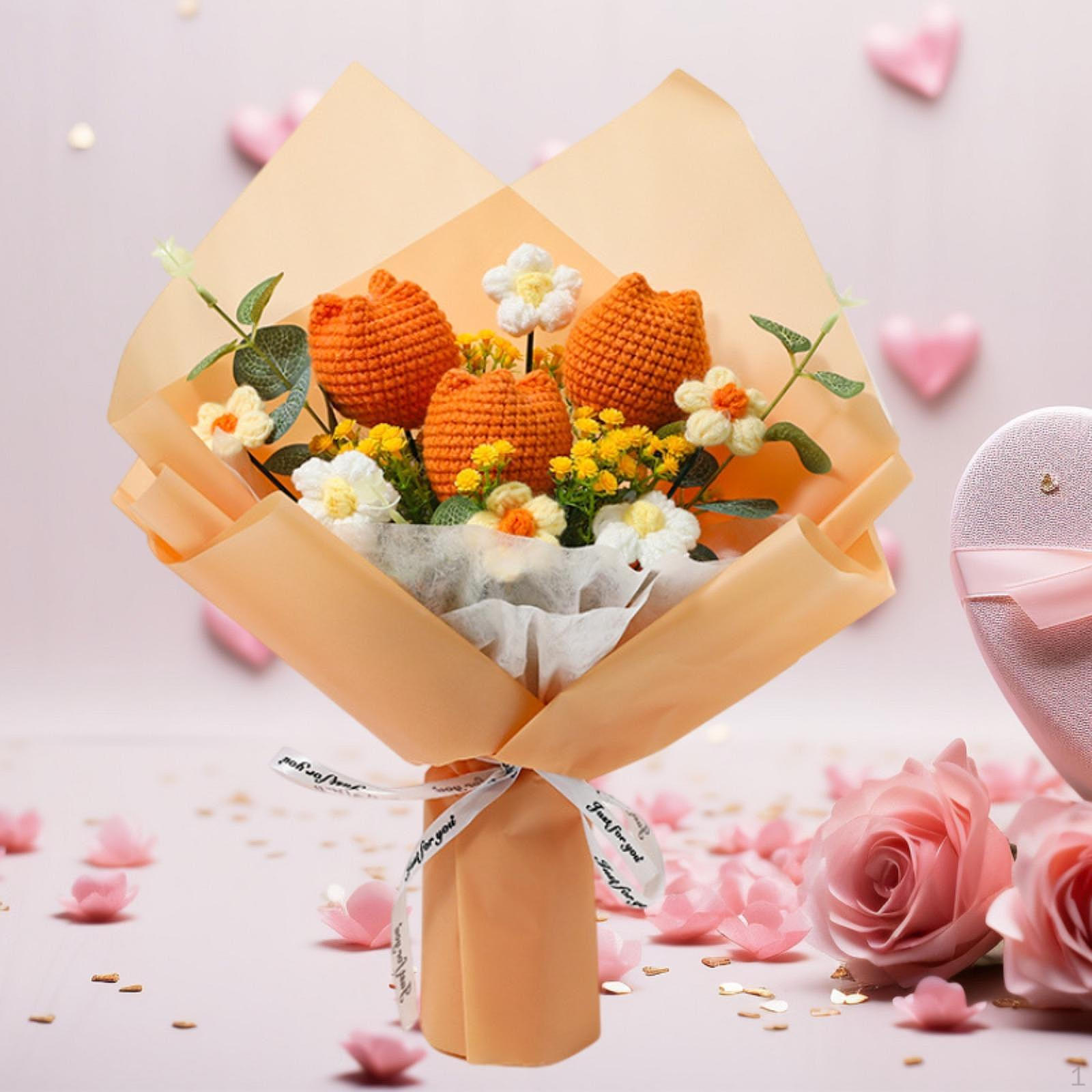 

Букет крючком Цветочные композиции Искусственный центральный элемент Украшение стола Ручная работа Вязание