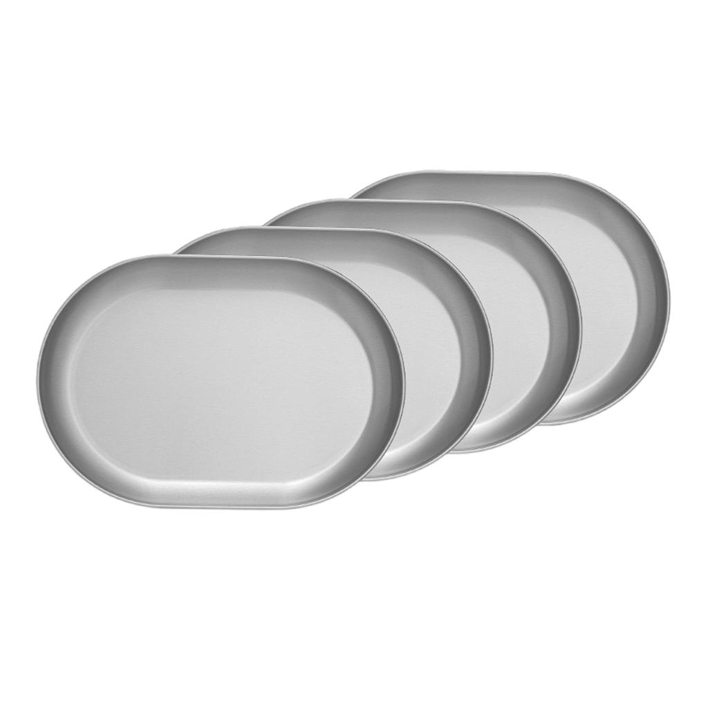 Stainless Steel Oval Shallow Plate/Basins for Home and Restaurant Portable Dinnerware Set for Outdoor Cooking Picnics