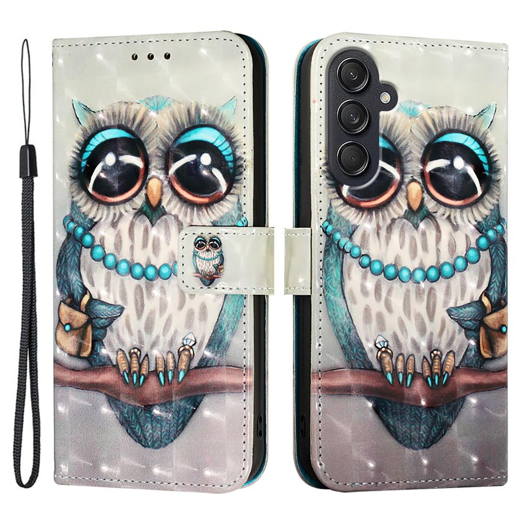 For Samsung Galaxy M55 5G/C55 5G/F55 5G Leather Case Pattern Printing Wallet Stand Mobile Cover with Strap