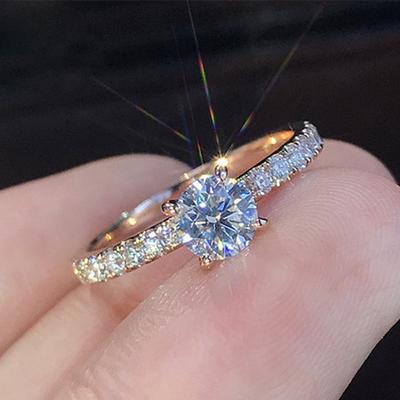 6mm Round Cut CZ Solitaire Engagement Wedding Ring for Women Girl Size 5-12
