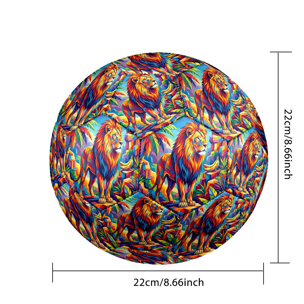 1pc Lion Jungle Theme Soccer Ball Football, Size 5, Lightweight PVC, Outdoor Training Soccer Ball,Sports Gift t61496