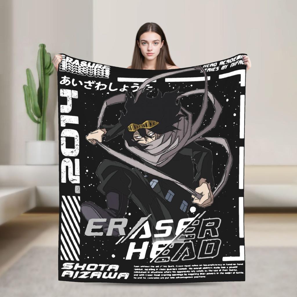 My Hero Academia Deku Izuku Knitted Blanket Coral Fleece Plush Super Warm Throw Blankets for Airplane Travel Bed Rug