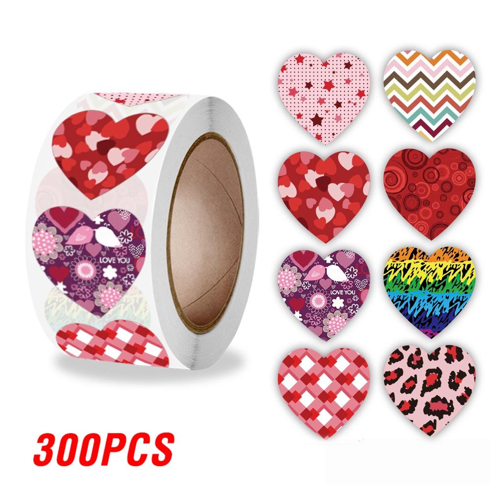 100-500pcs Heart Valentines Day Sticker Thank you Candy Bag Seal Sticker Scrapbooking Valentines Gift Box Label Decoration