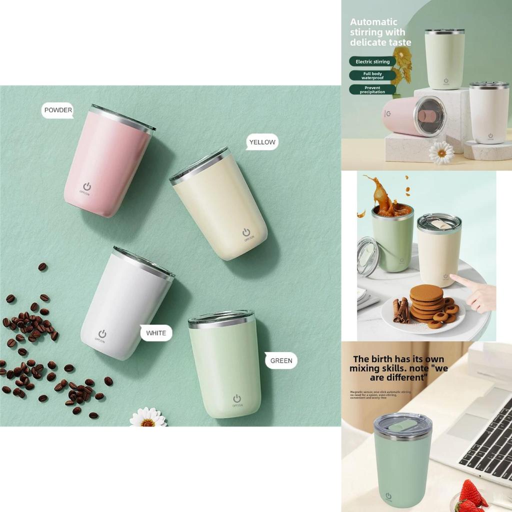 Coffee Cup 350ml Stainless Steel Automatic Stirring Mug With Magnetic Charging For Office And Home Use