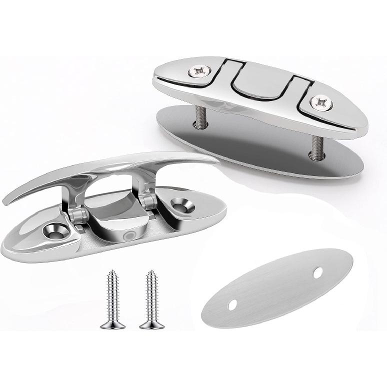 Boat Flip Up Cleat 4-1/2 inch 316 Stainless Steel Boat Folding Cleat, Pop up Boat Cleats, Boat Dock Cleats, Marine Folding Cleats for Boats, Boat