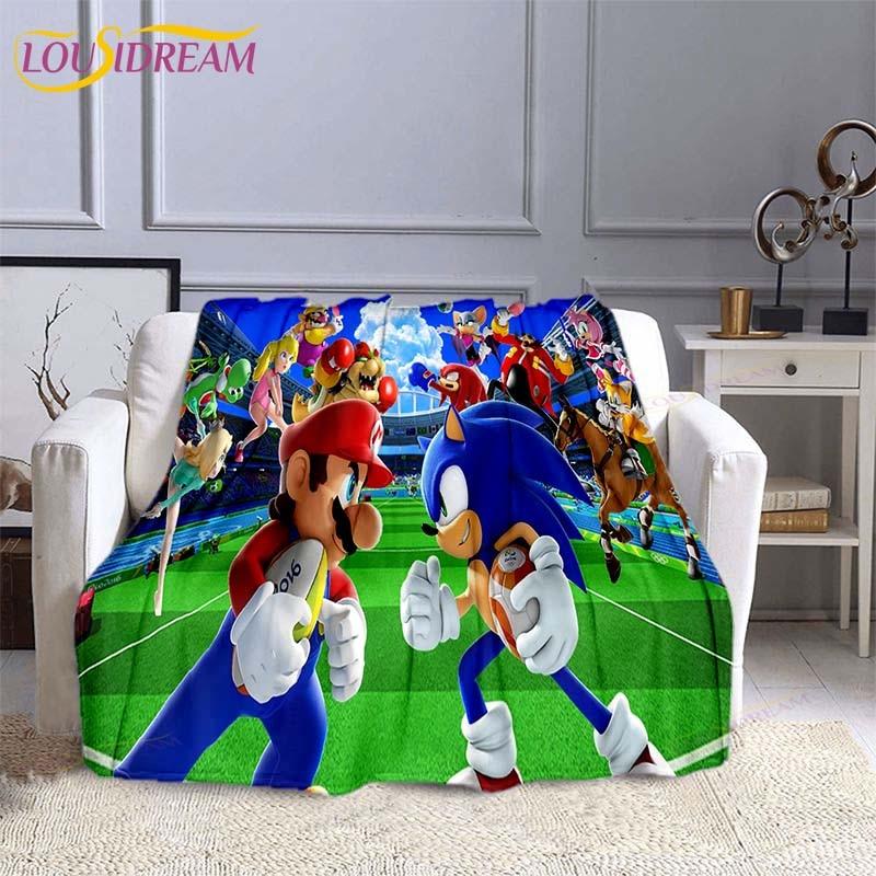 Mario Bros Fashion Blanket Anime Flannel Bed Throw Blanket Soft 3D Printed Cartoon Coverlet Sofa Travel Camping Children Blanket